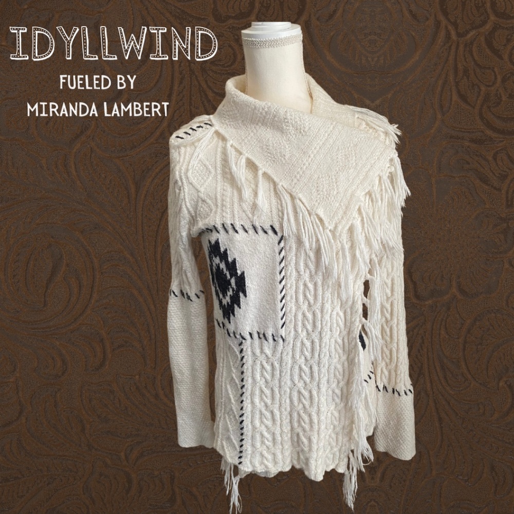 IDYLLWIND by Miranda Lambert White Boho Aztec Cardigan Sweater